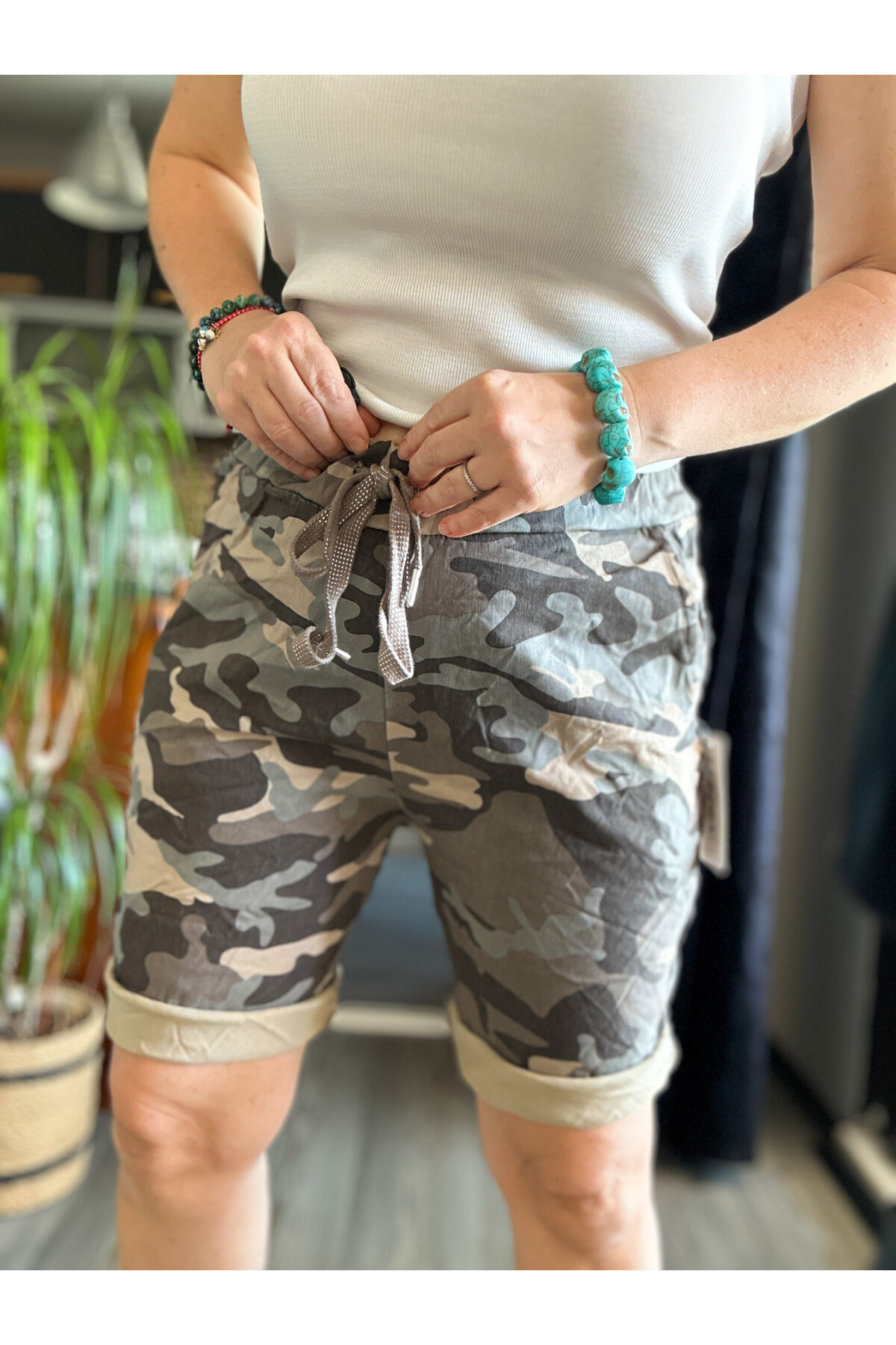 Fammy İtalyan Kamuflaj Şort Vizon