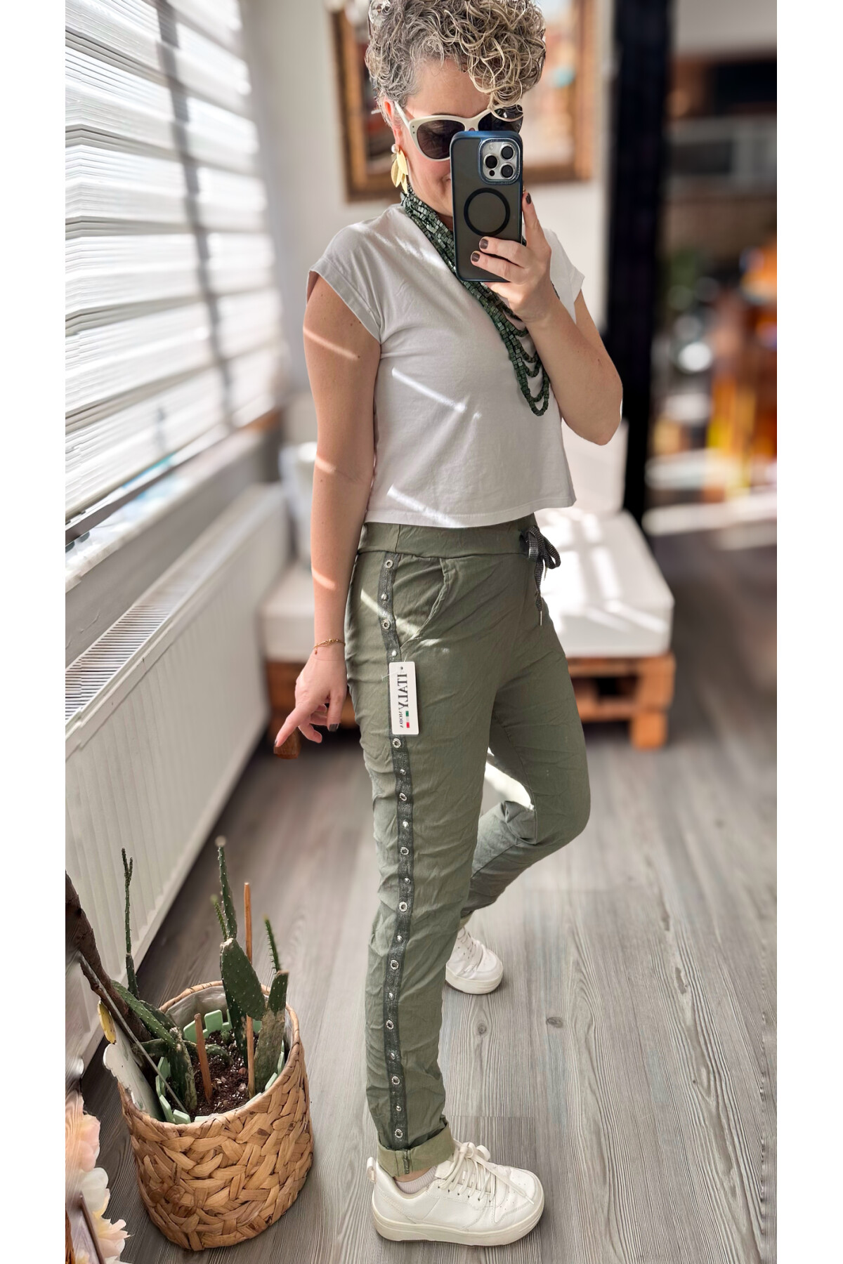 Felisa  İtalyan Sihirli Zımba Detay Pantalon Haki