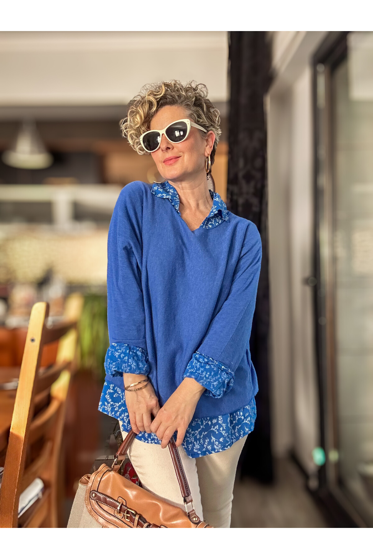 Femme İtalyan Gömlekli Bluz Triko Takım Sax