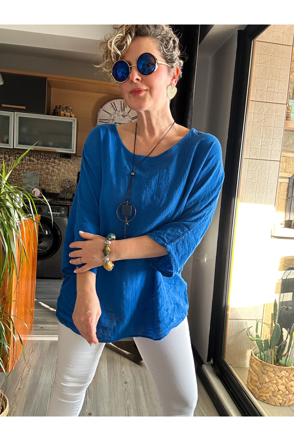 Fezza İthal Kolyeli Tasarım Bluz Sax