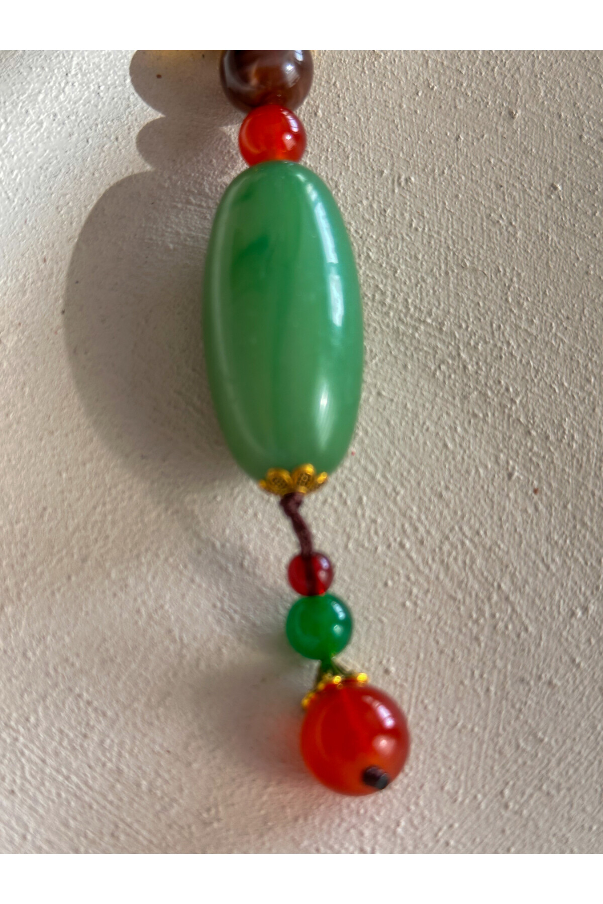 Ganesha Doğal Taş Etnik Cam Bambu Kolye