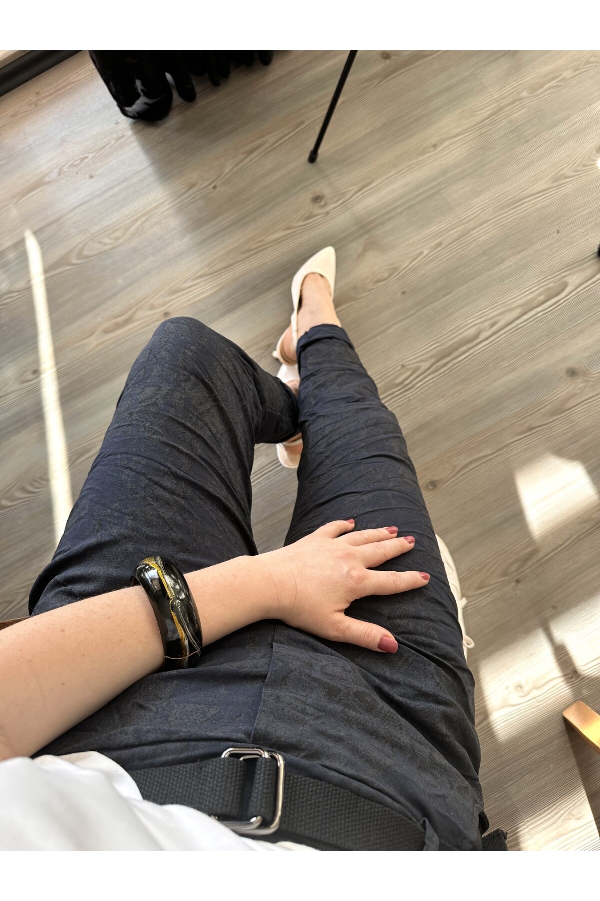 Gianni İtalyan Desen Detay Kemerli Sihirli Pantolon Navy