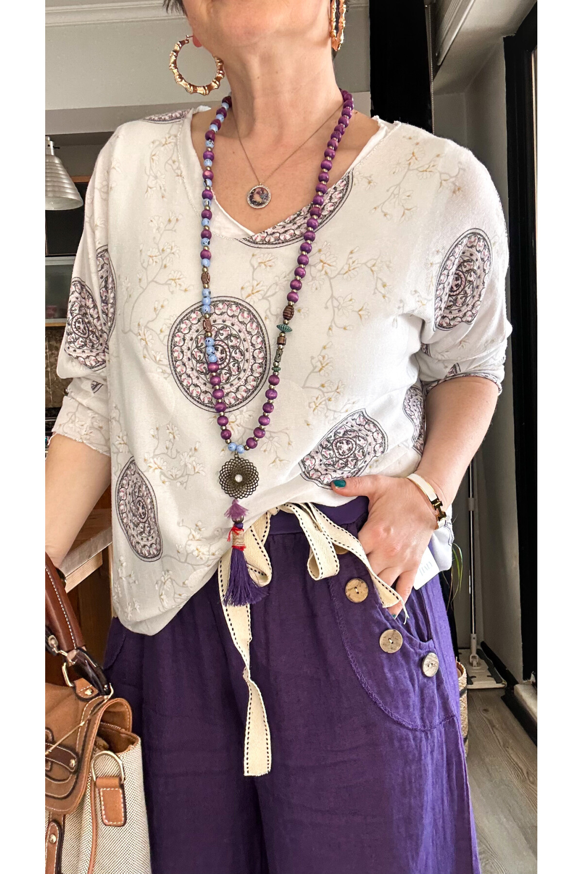 Henry İtalyan Cep Düğme Detay Pantolon Amatist Mor