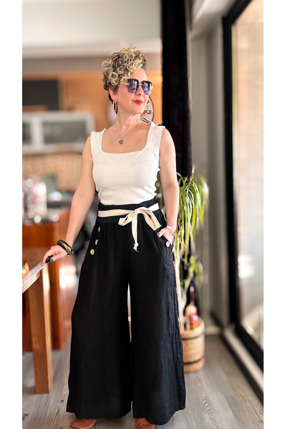 Henry İtalyan Cep Düğme Detay Pantolon Nero Siyah