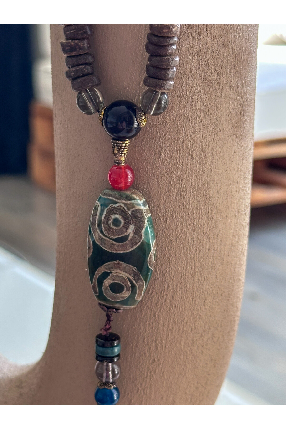 Holder Doğal Taş Etnik Bambu Kolye