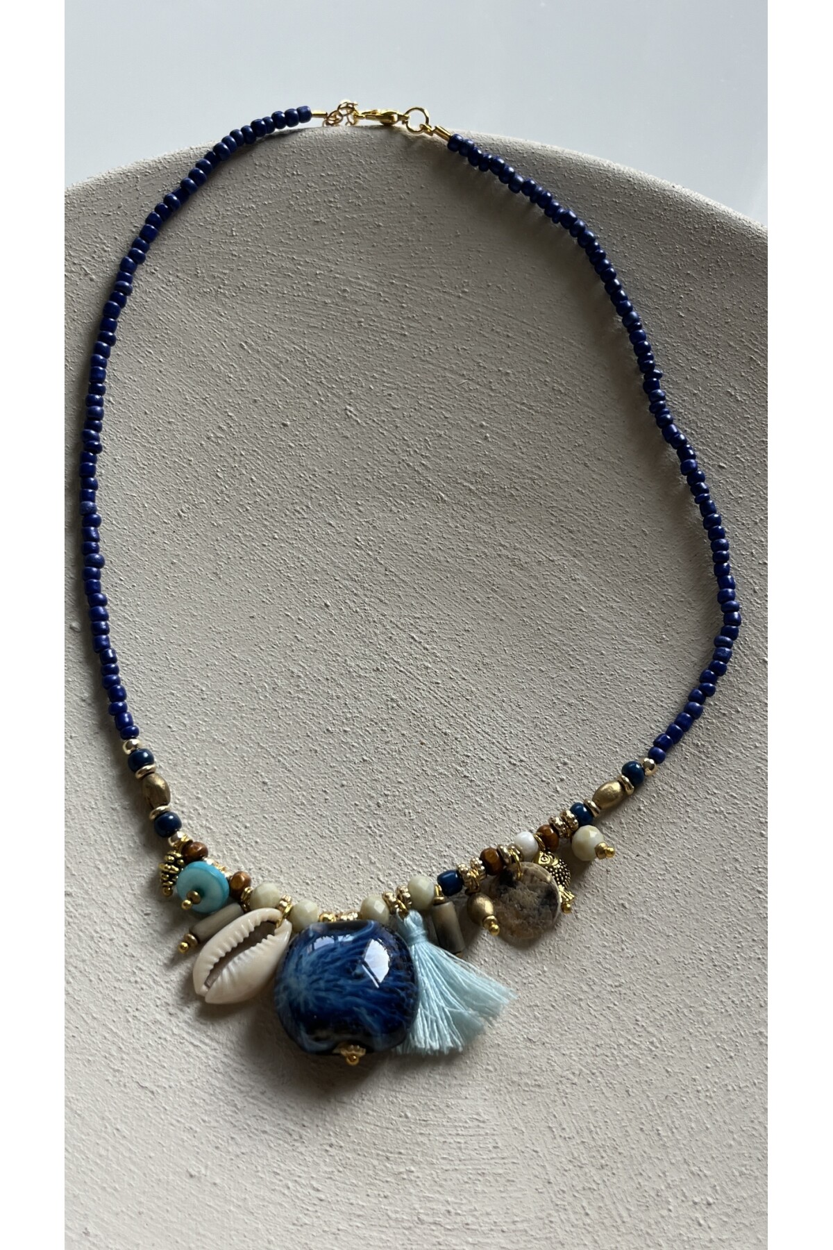 Hulla Pirinç Cam Doğal Taş Kolye