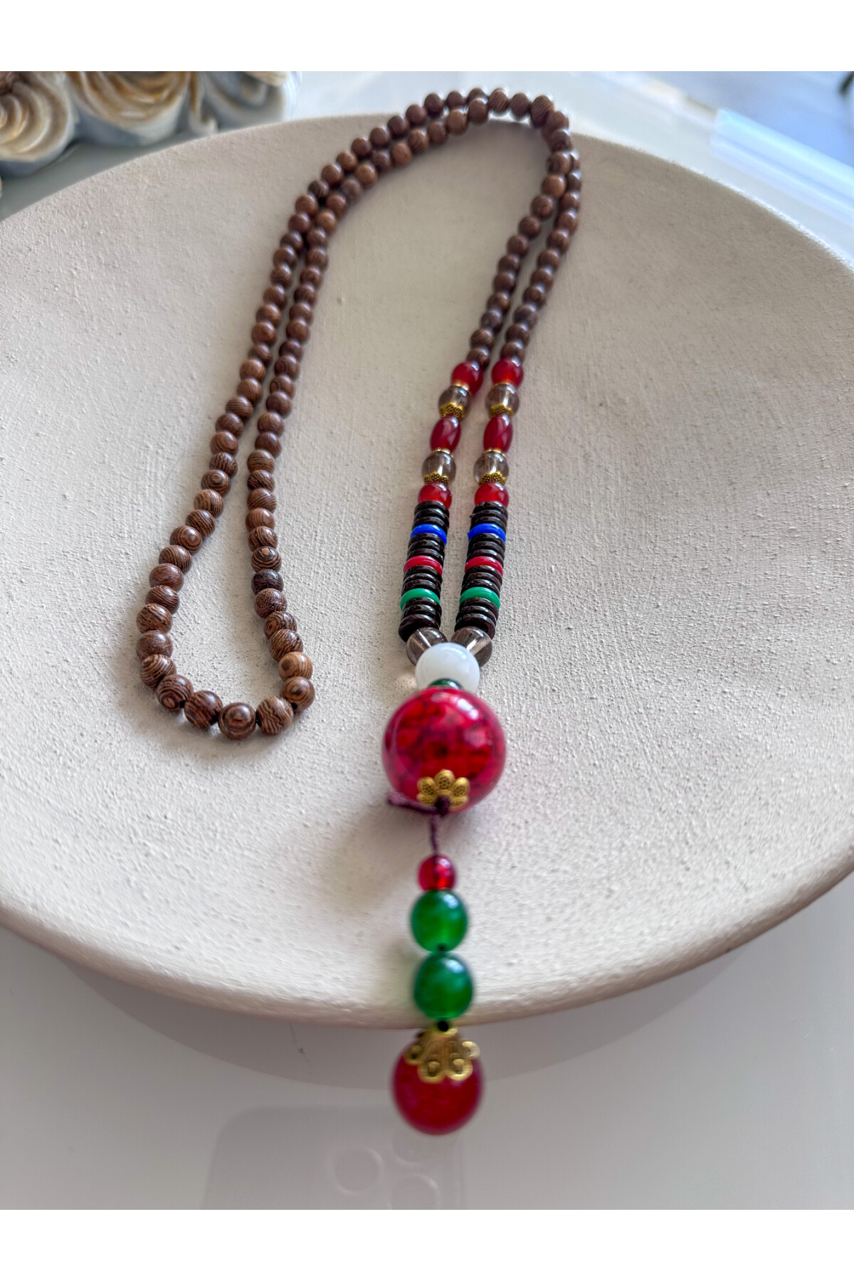 İnyes Doğal Taş Etnik Bambu Kolye