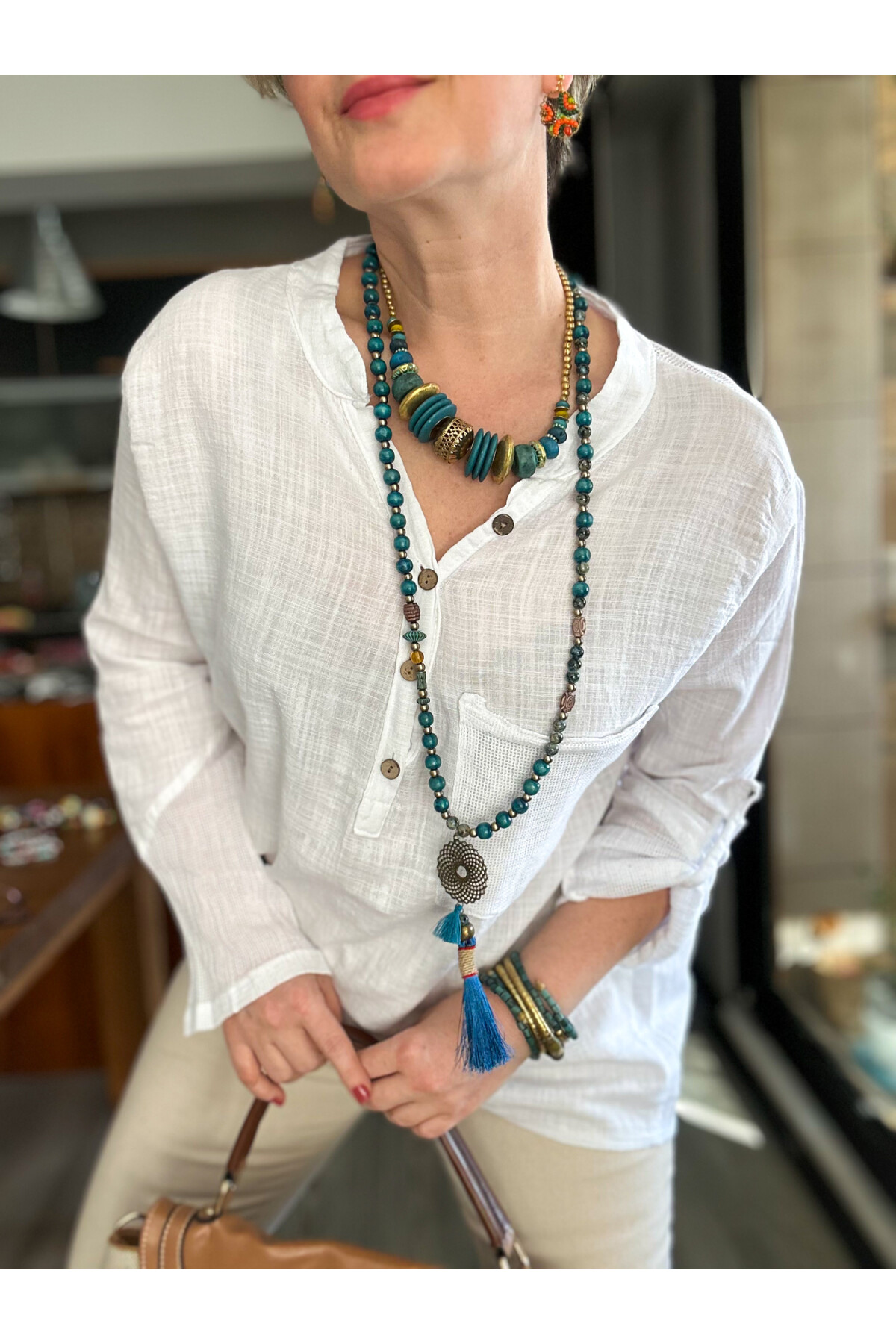 Jalli Tasarım Sırt File Detay Gömlek Beyaz