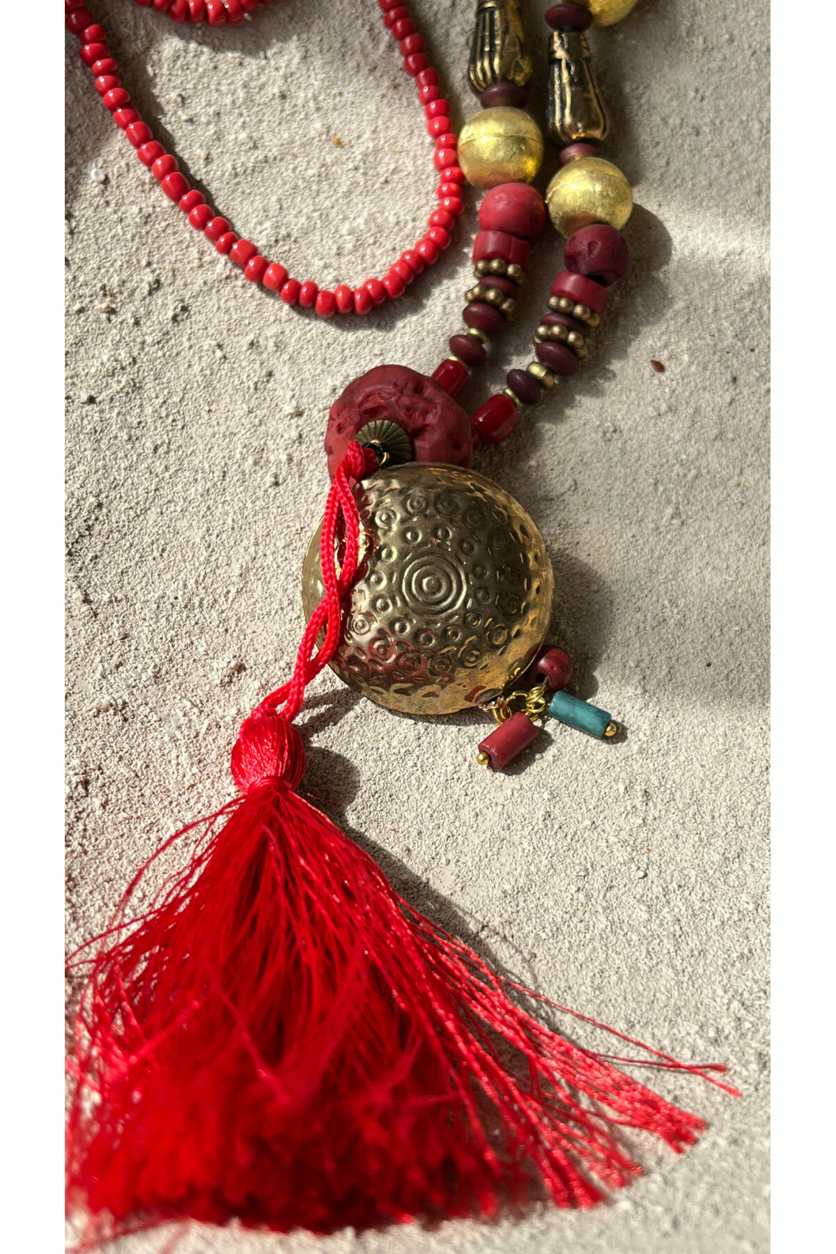 Leif Pirinç Cam Etnik Kolye