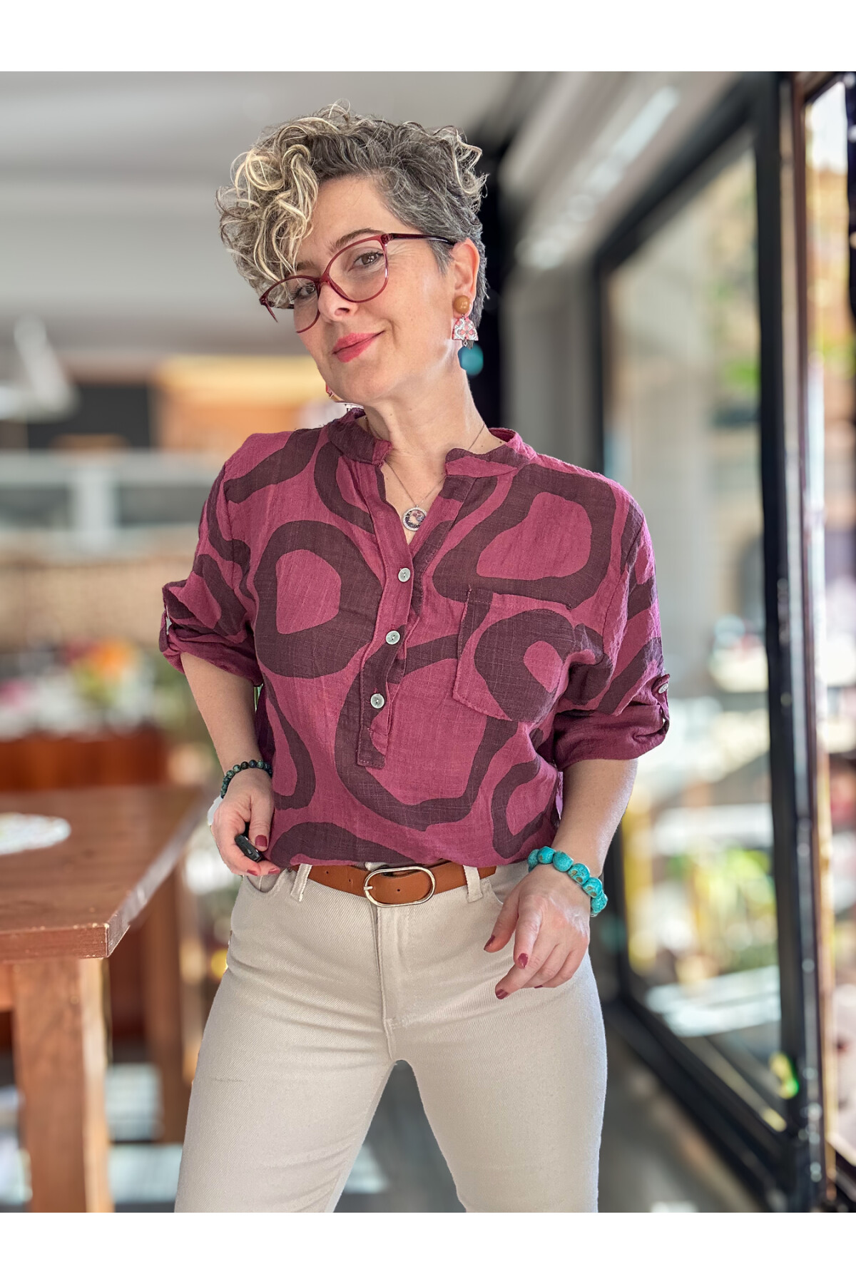 Libro Batik Daire Desen İtalyan Gömlek Leylak