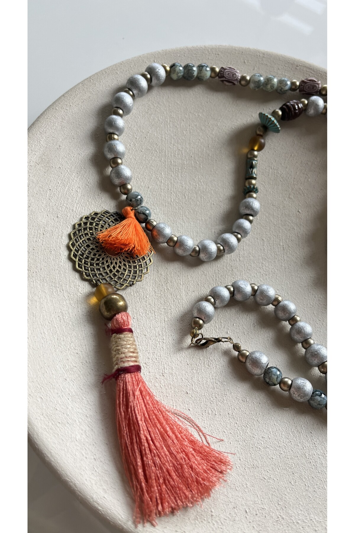 Harma Metal Gri Tasarım Kolye