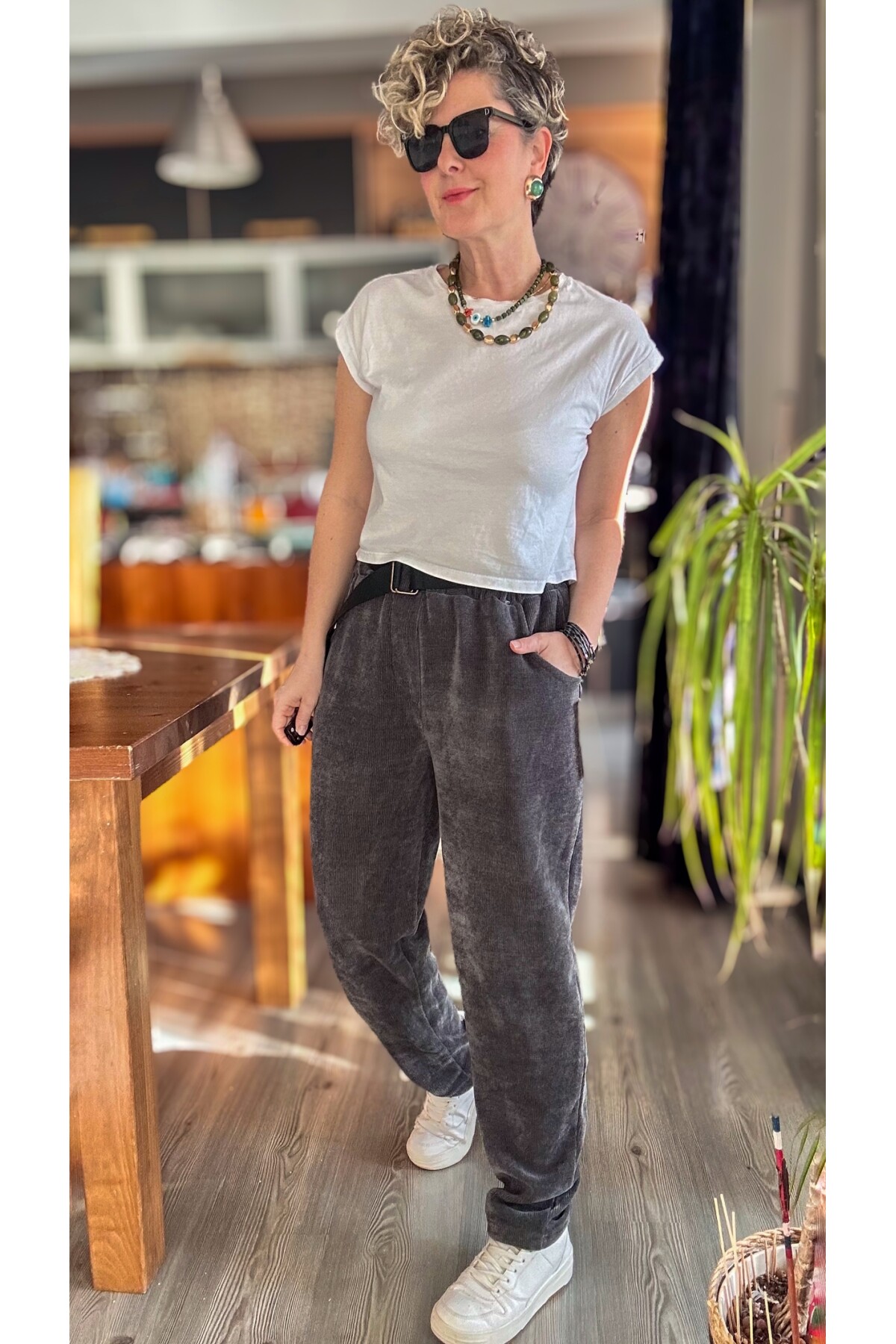 Luppo İtalyan Şönil Kemerli Havuç Pantolon Antrasit