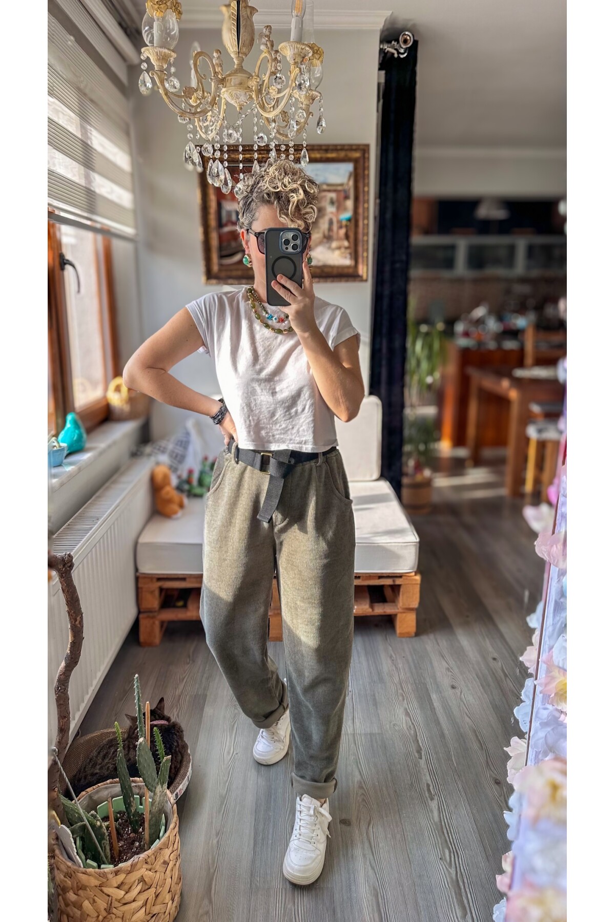 Luppo İtalyan Şönil Kemerli Havuç Pantolon Haki