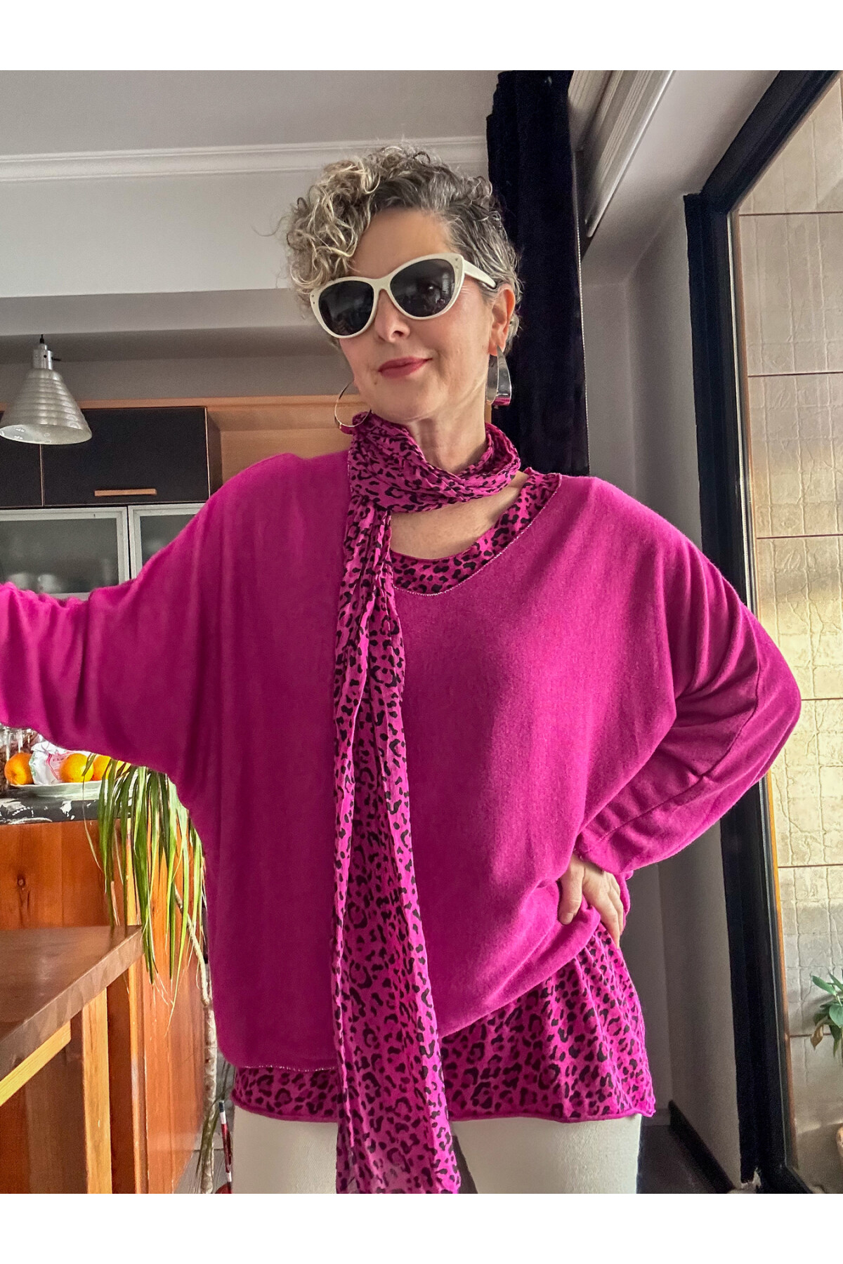 Meloni İtalyan Fularlı Atletli Bluz Triko Takım Bery