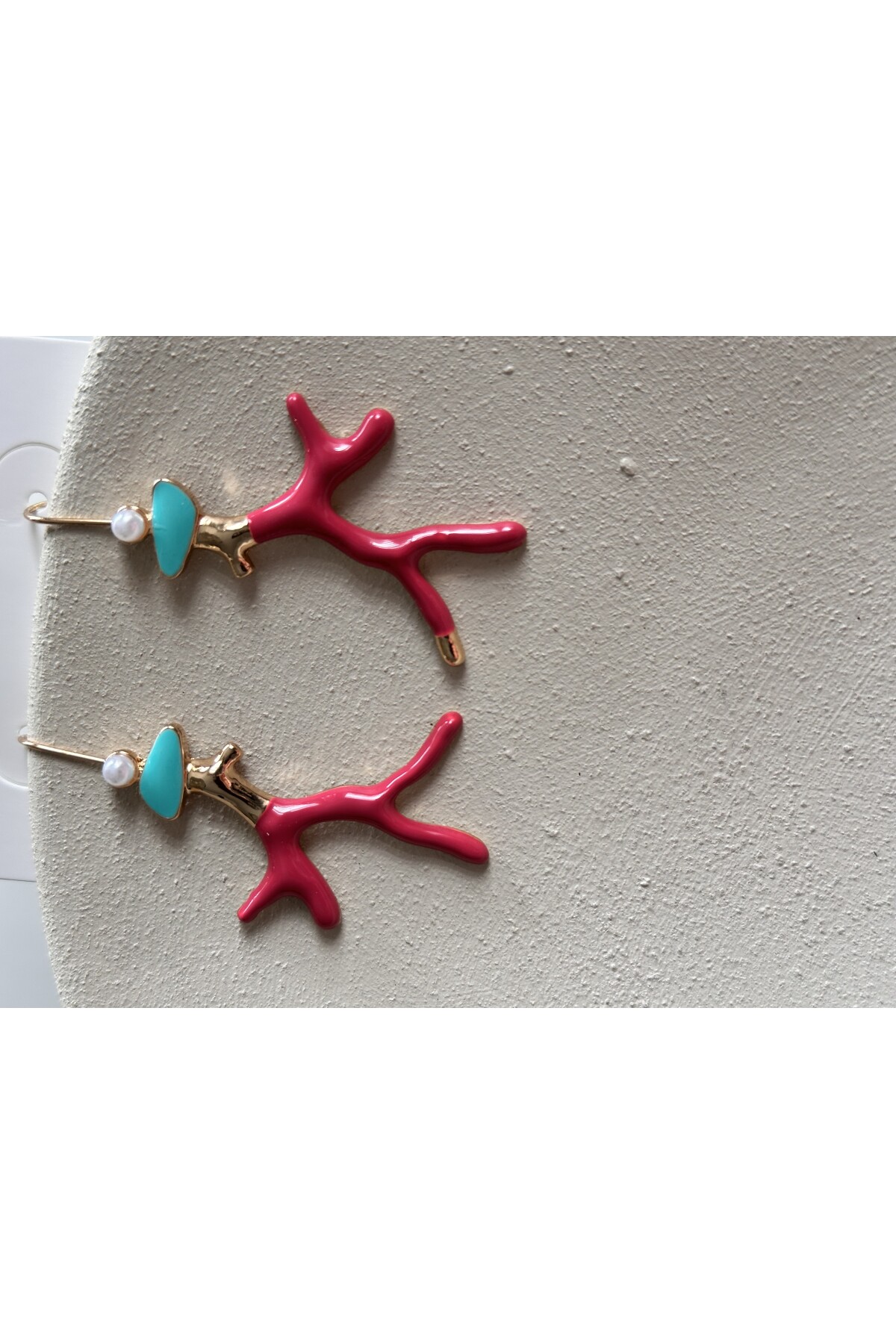 Mercan Tasarım Küpe Fuşya