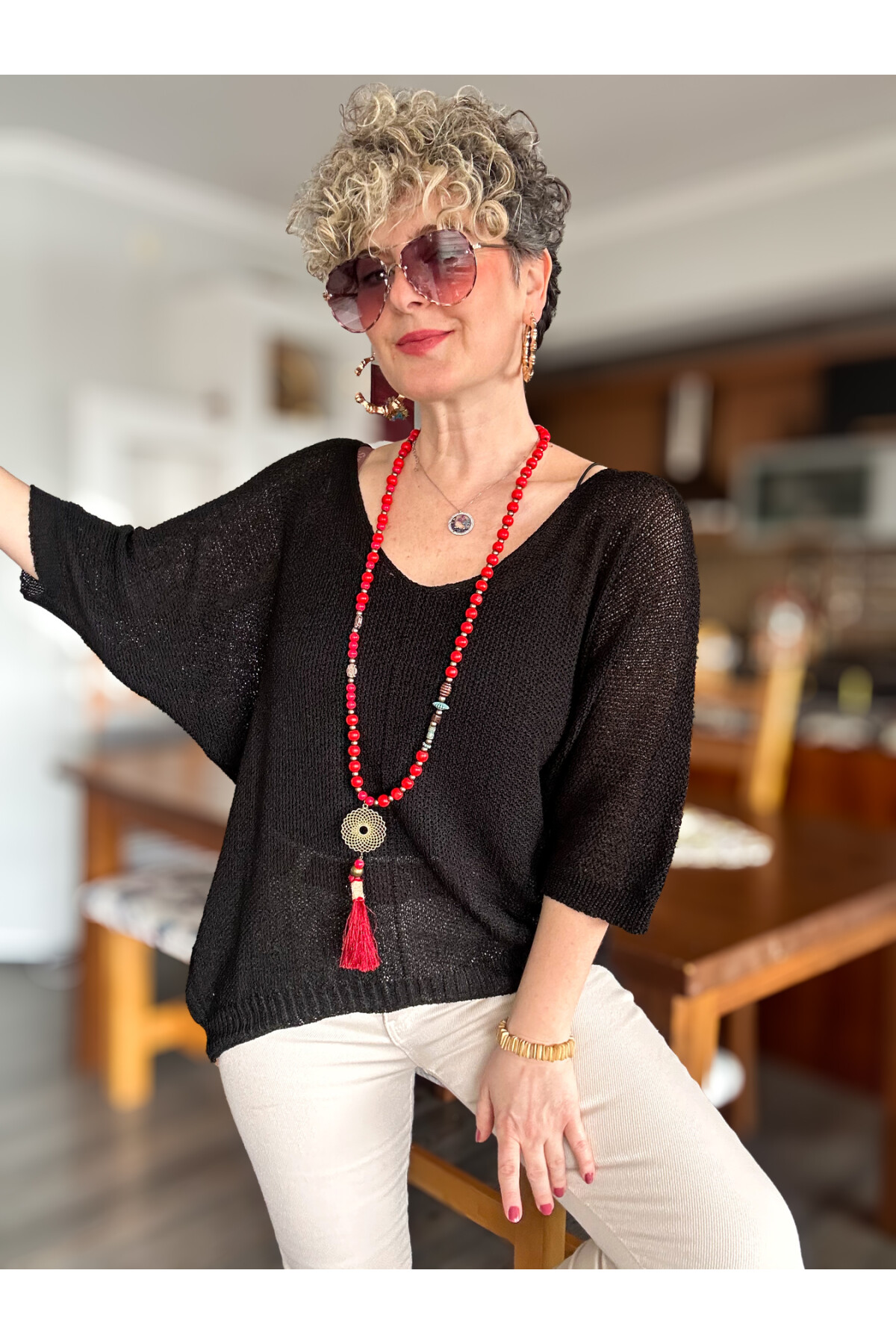 Miatta Tasarım Merserize Bluz Siyah