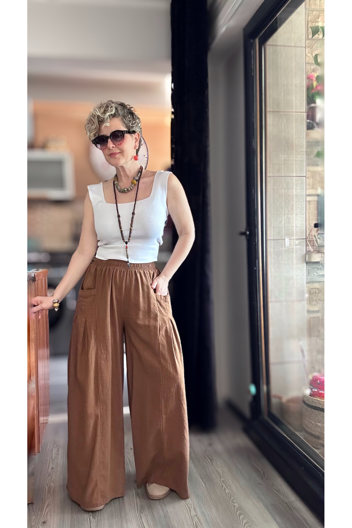 Munyi Cep Pileli Detay Pantolon Kahve