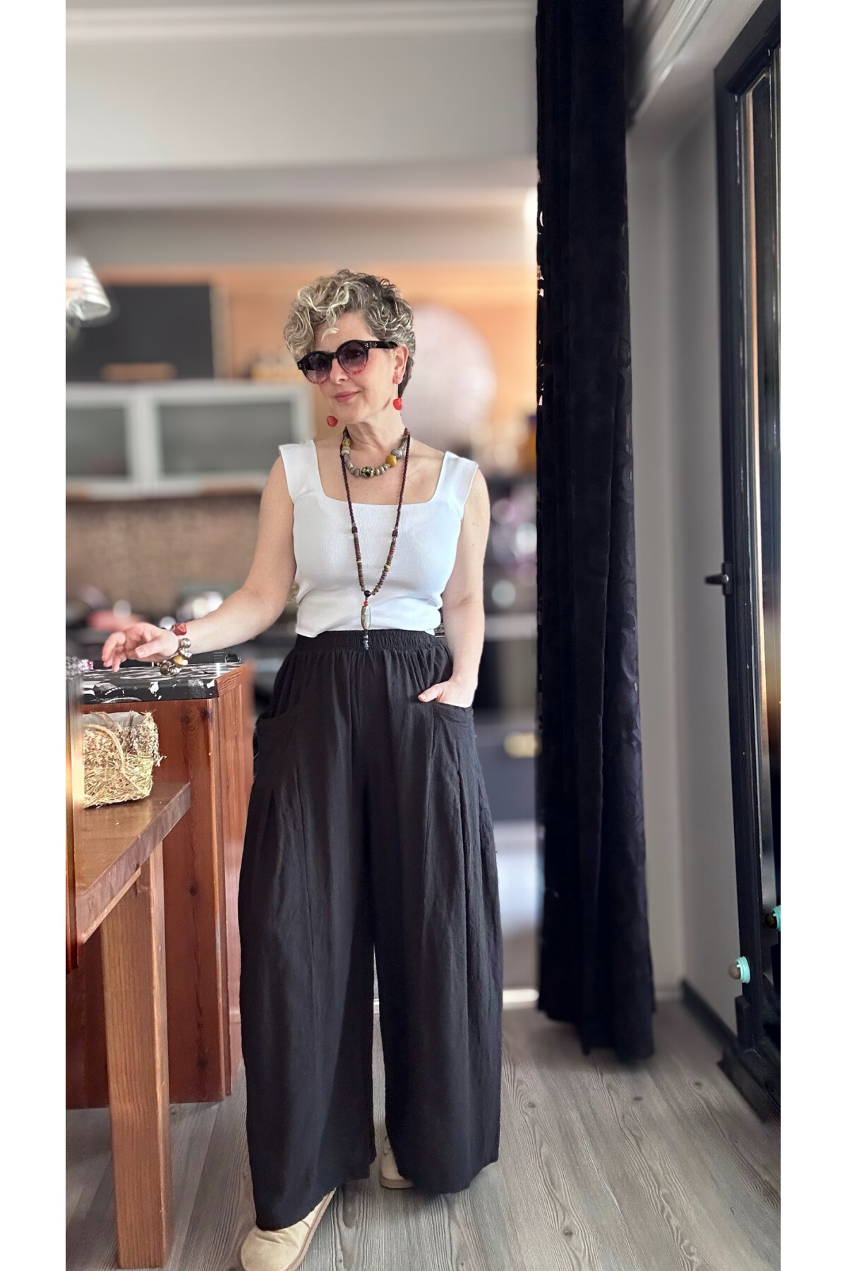 Munyi Cep Pileli Detay Pantolon Siyah