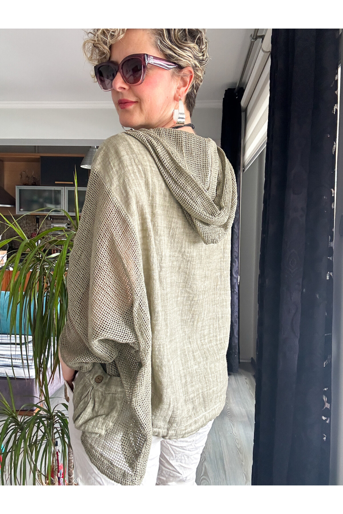 Silla File Detay Kapşonlu Ceket Haki