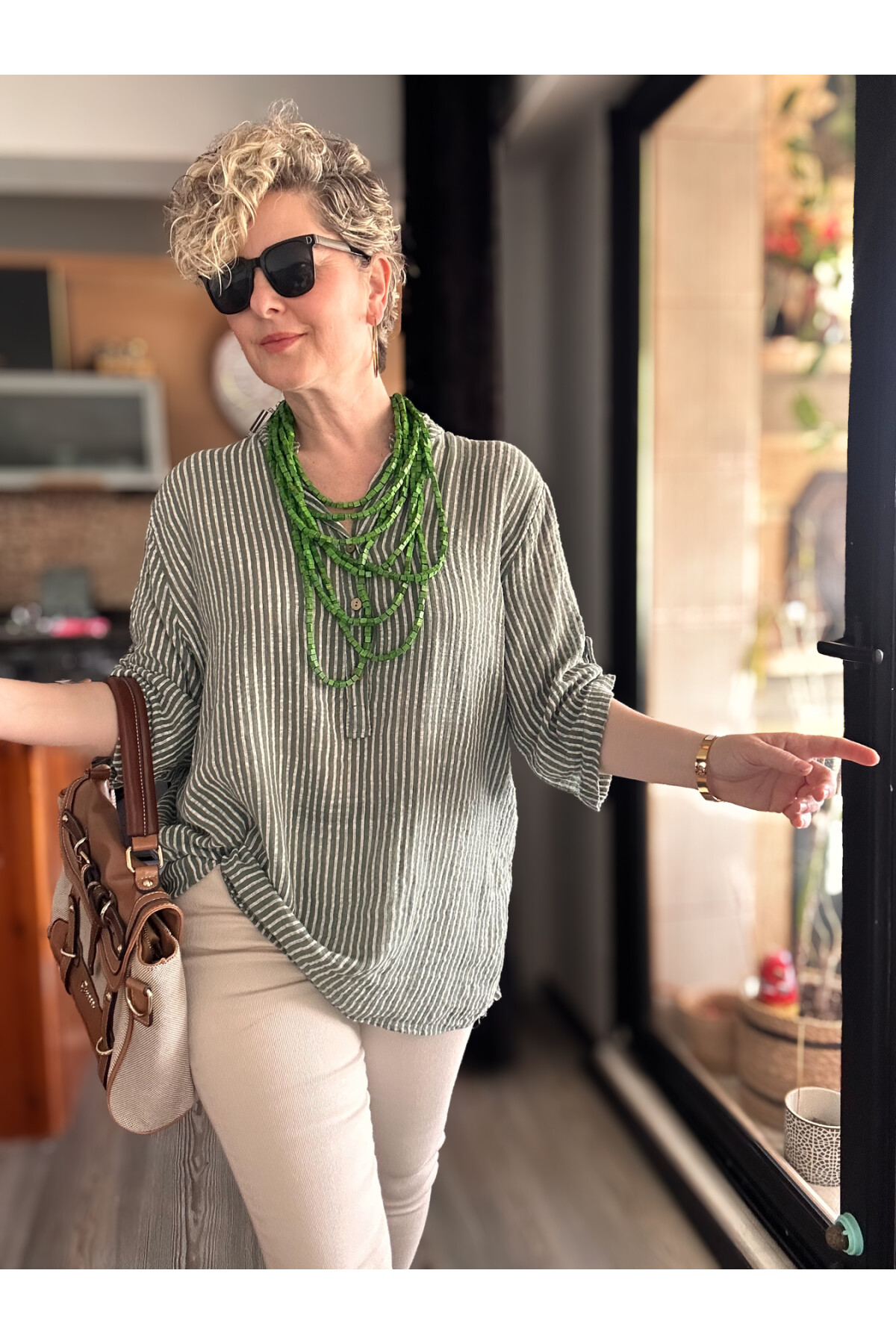 Patto Çizgi Desen İtalyan Gömlek Millitary