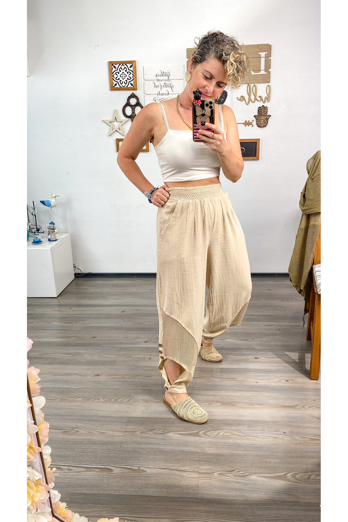 Piango Tasarım Paça File Detay Pantolon Bej