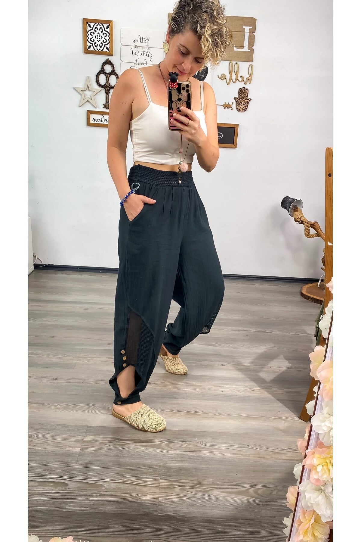 Piango Tasarım Paça File Detay Pantolon Siyah