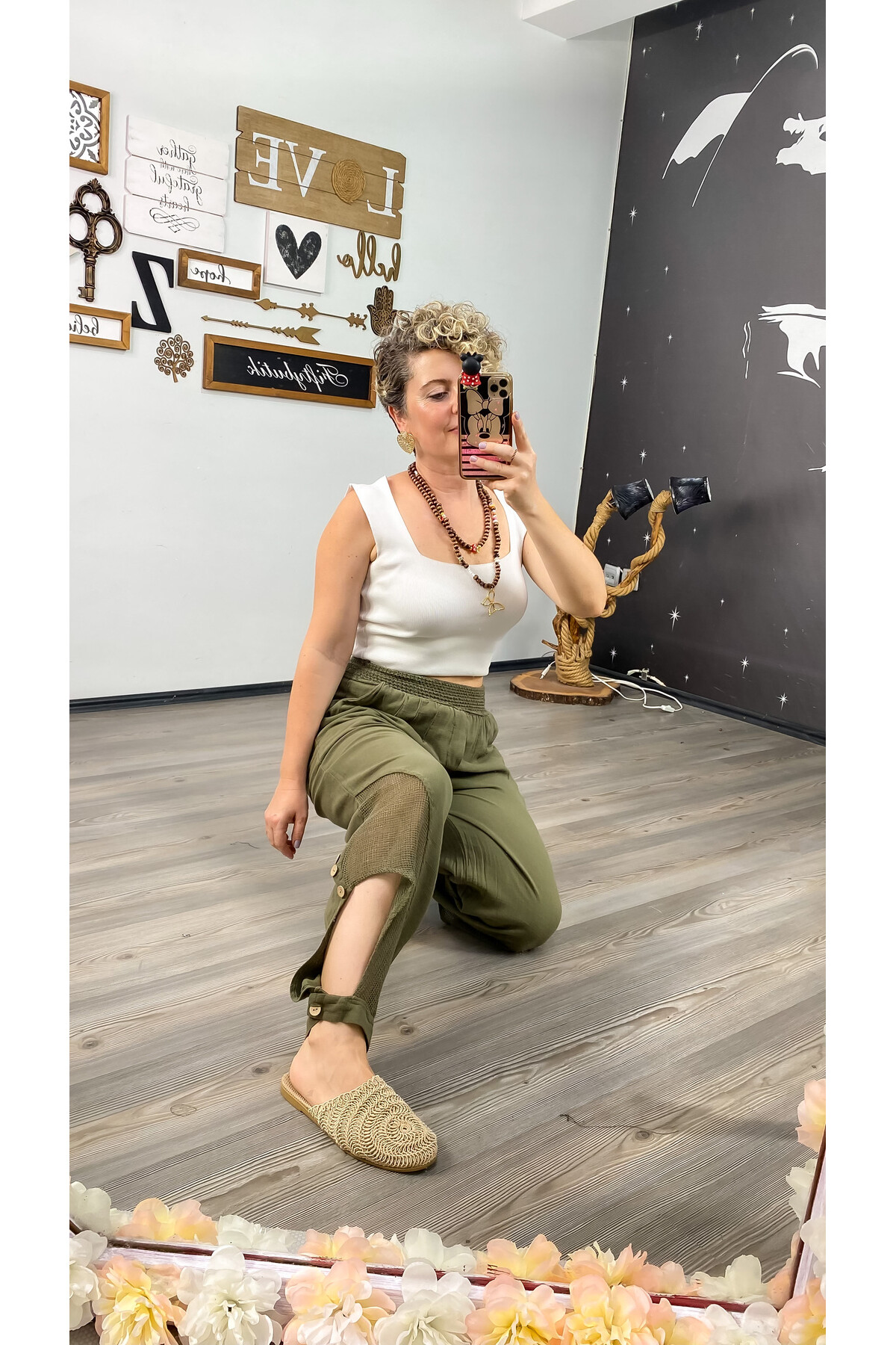 Piango Tasarım Paça File Detay Pantolon Haki