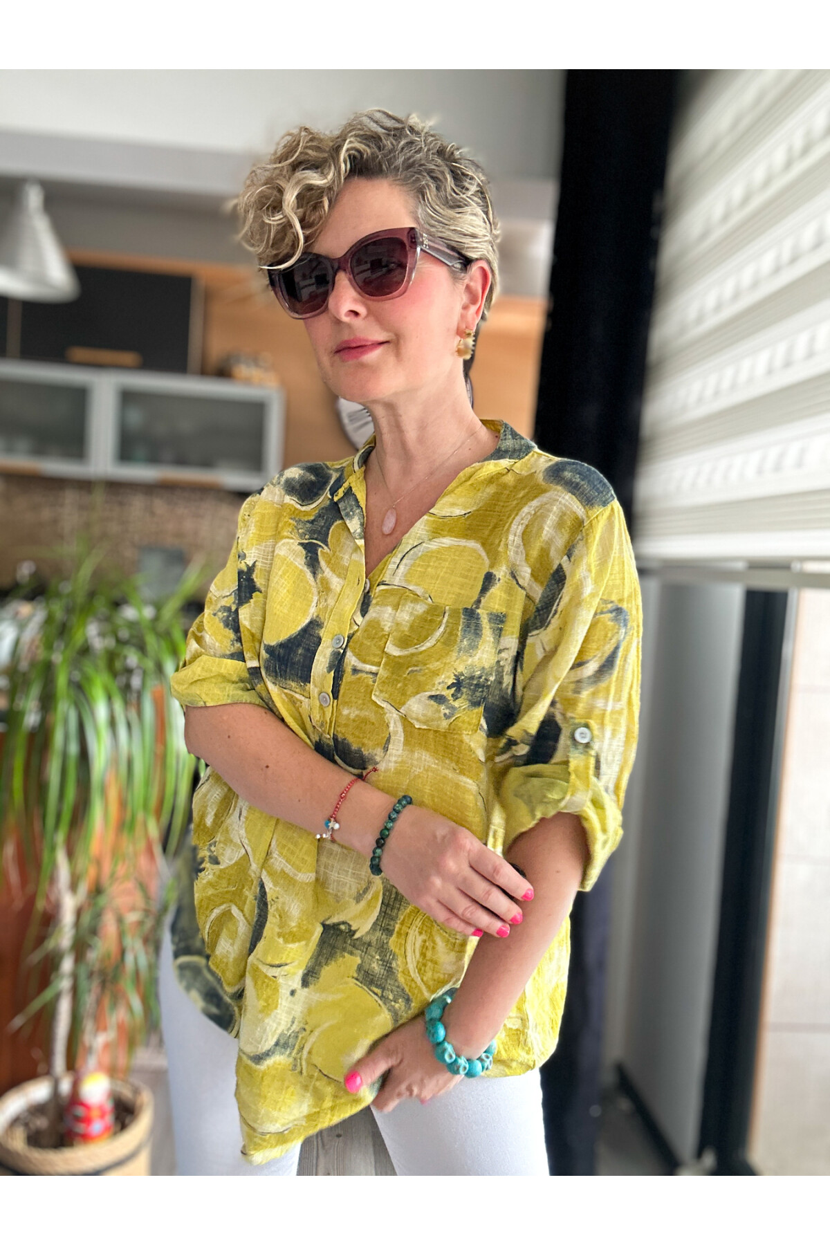 Rissi Baloncuk Desen İtalyan Gömlek Sarı