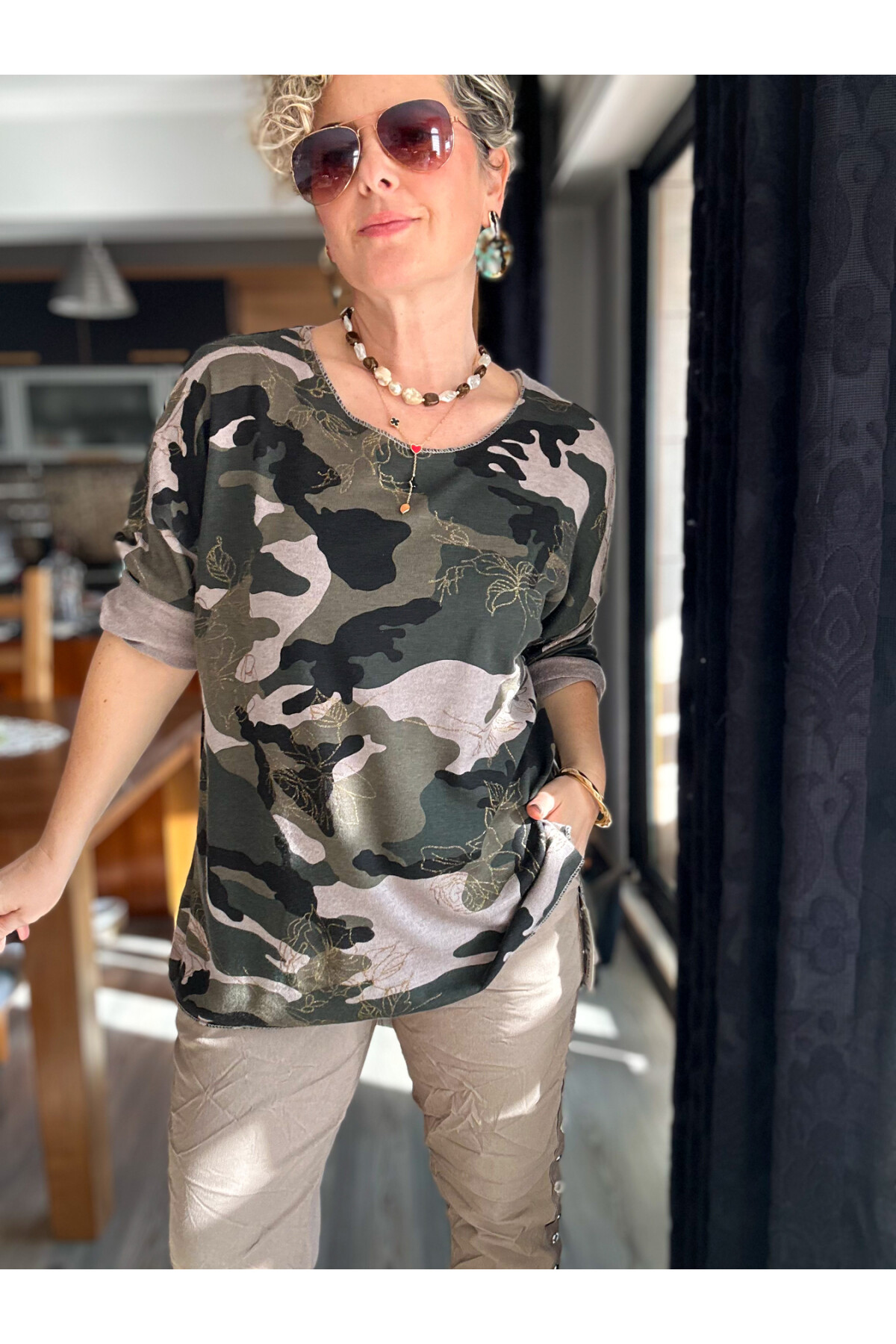 Romma İtalyan Kamuflaj Sim Detay Triko Fango