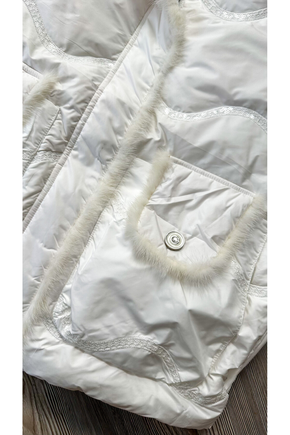 Sabrina İthal Kaz Tüyü Vip Tasarım Mont Beyaz