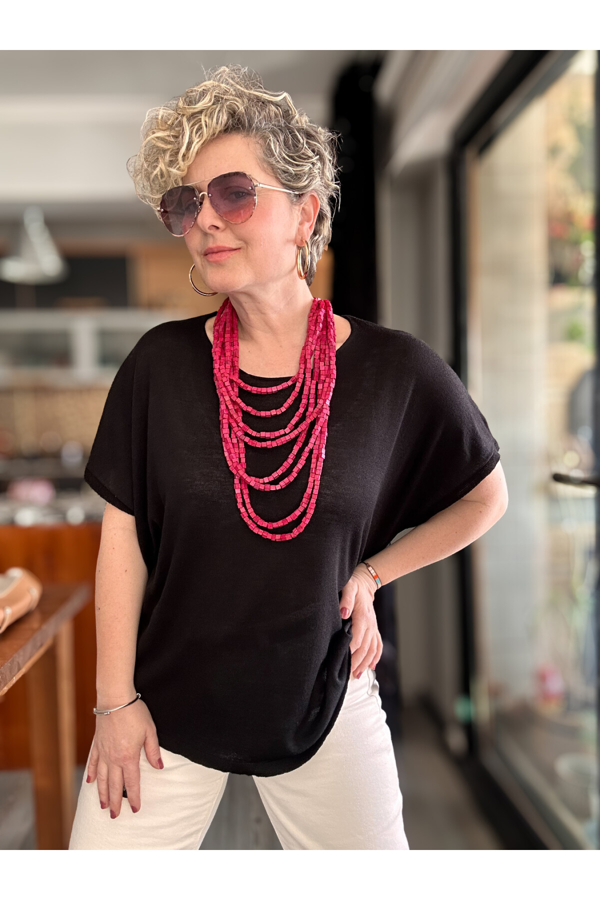 Salli Tasarım Viskon Bluz Siyah