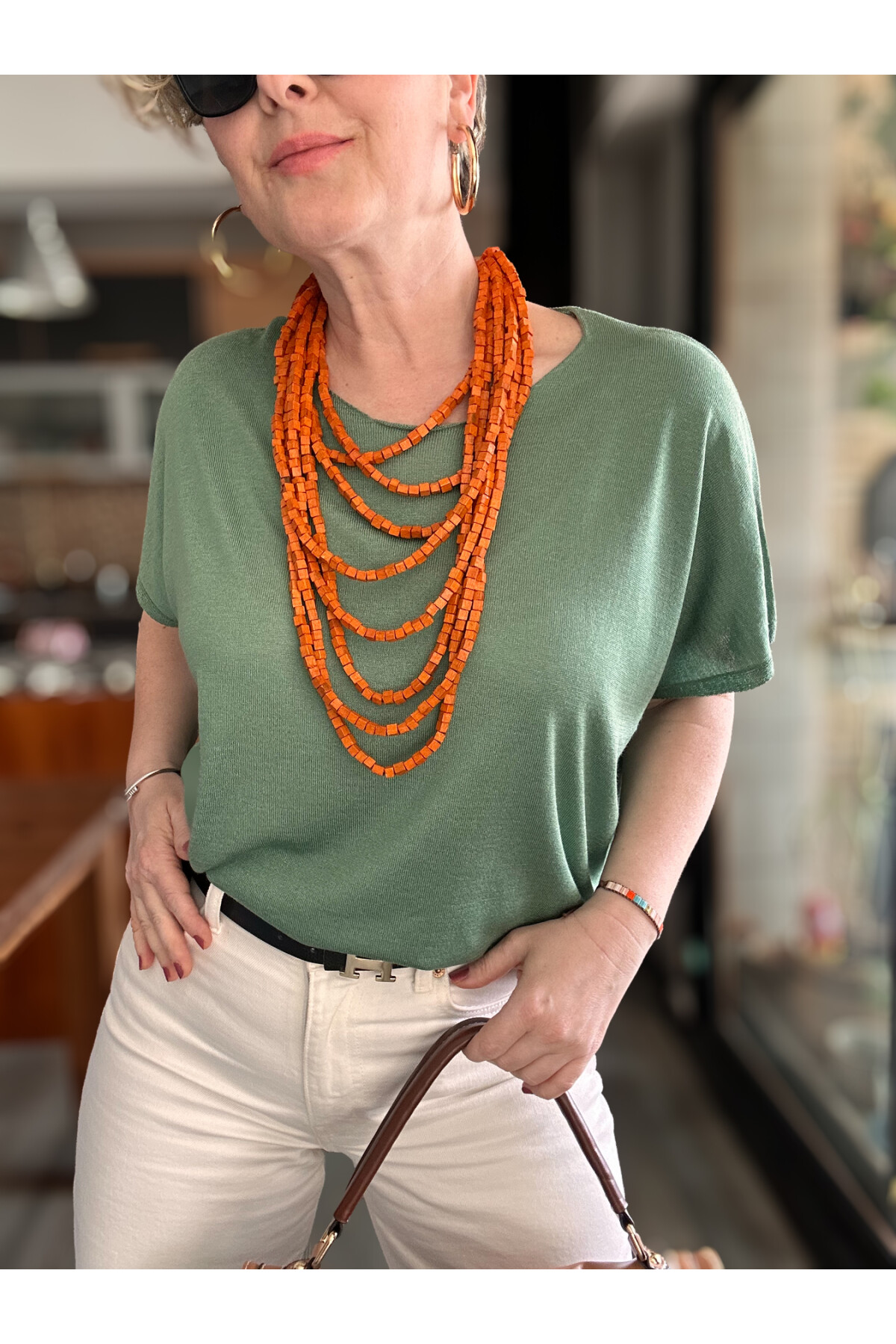 Salli Tasarım Viskon Bluz Yeşil