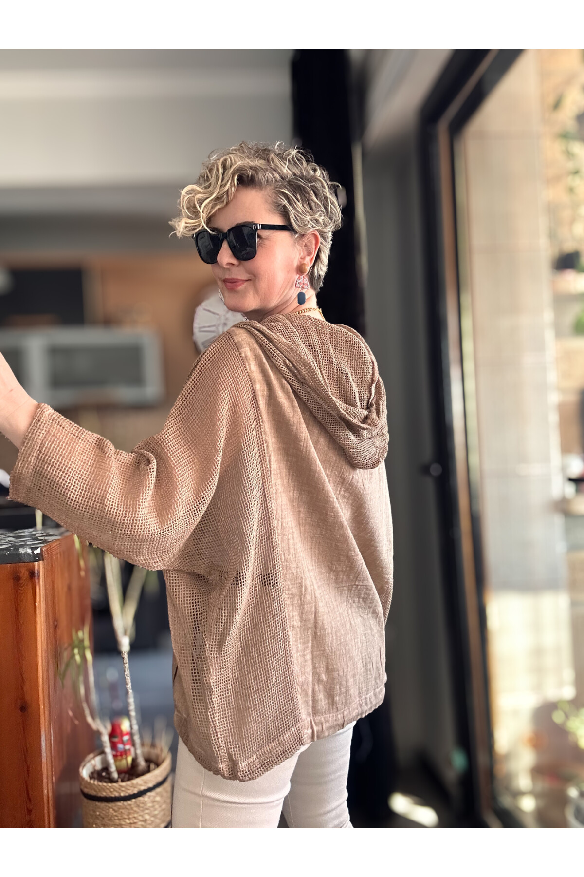 Silla File Detay Kapşonlu Ceket Vizon