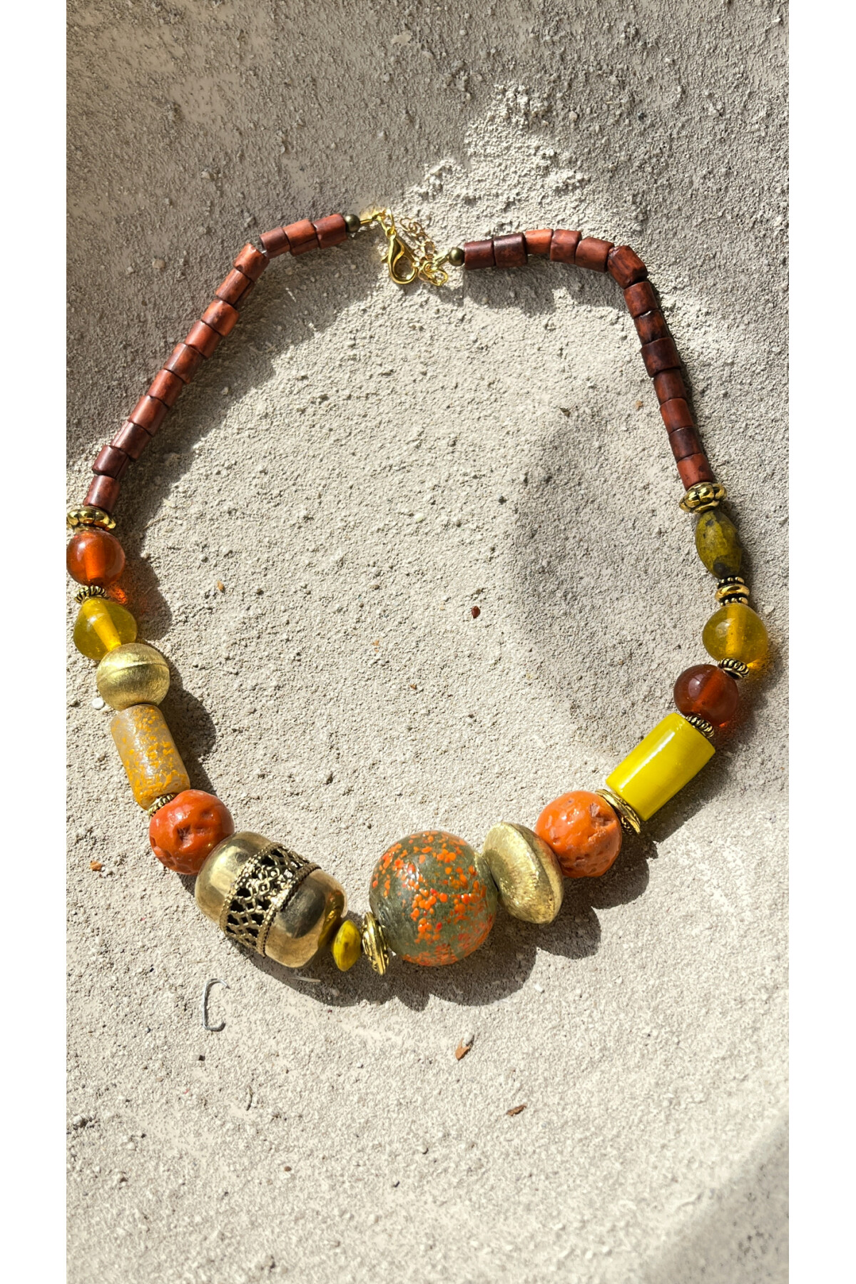 Sparkle Pirinç Cam Etnik Kolye