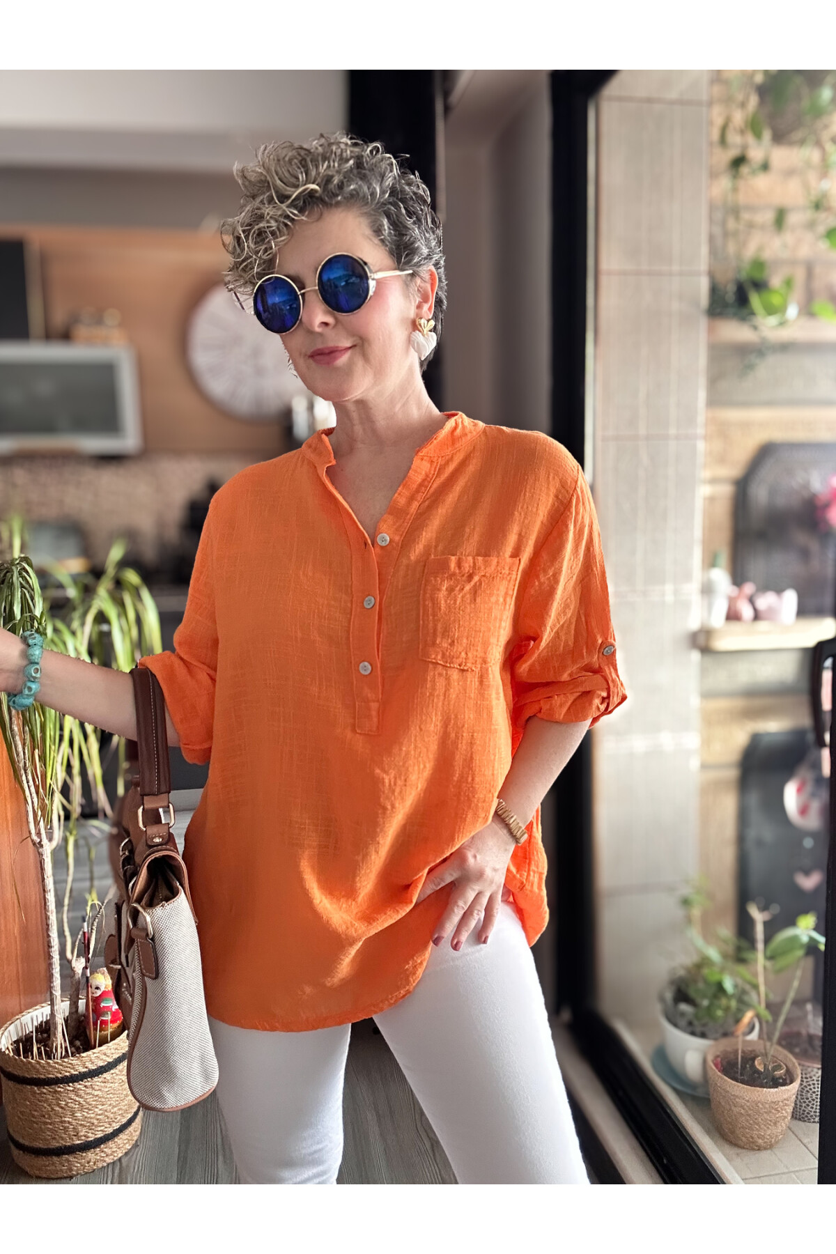 Testa İtalyan Tek Cep Gömlek Orange