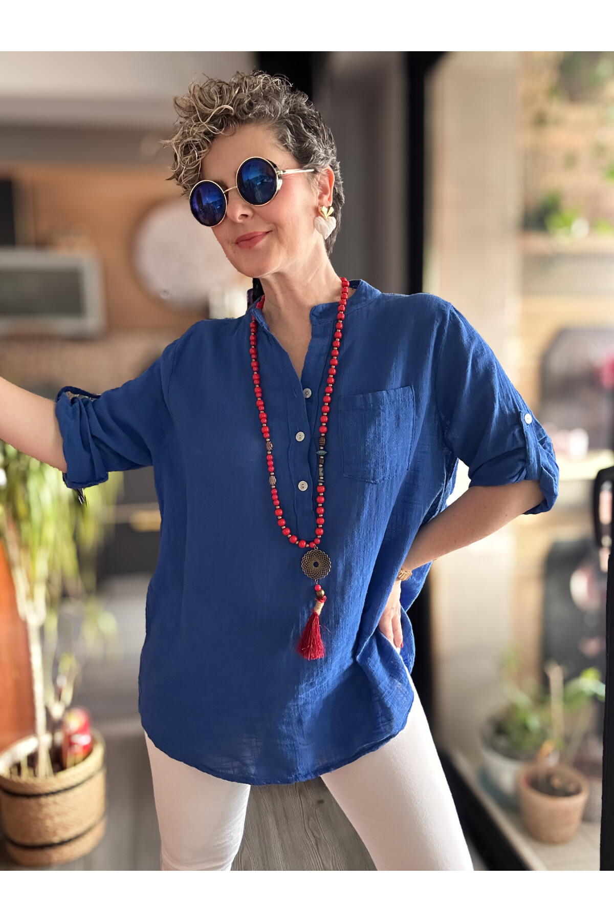 Testa İtalyan Tek Cep Gömlek Saks