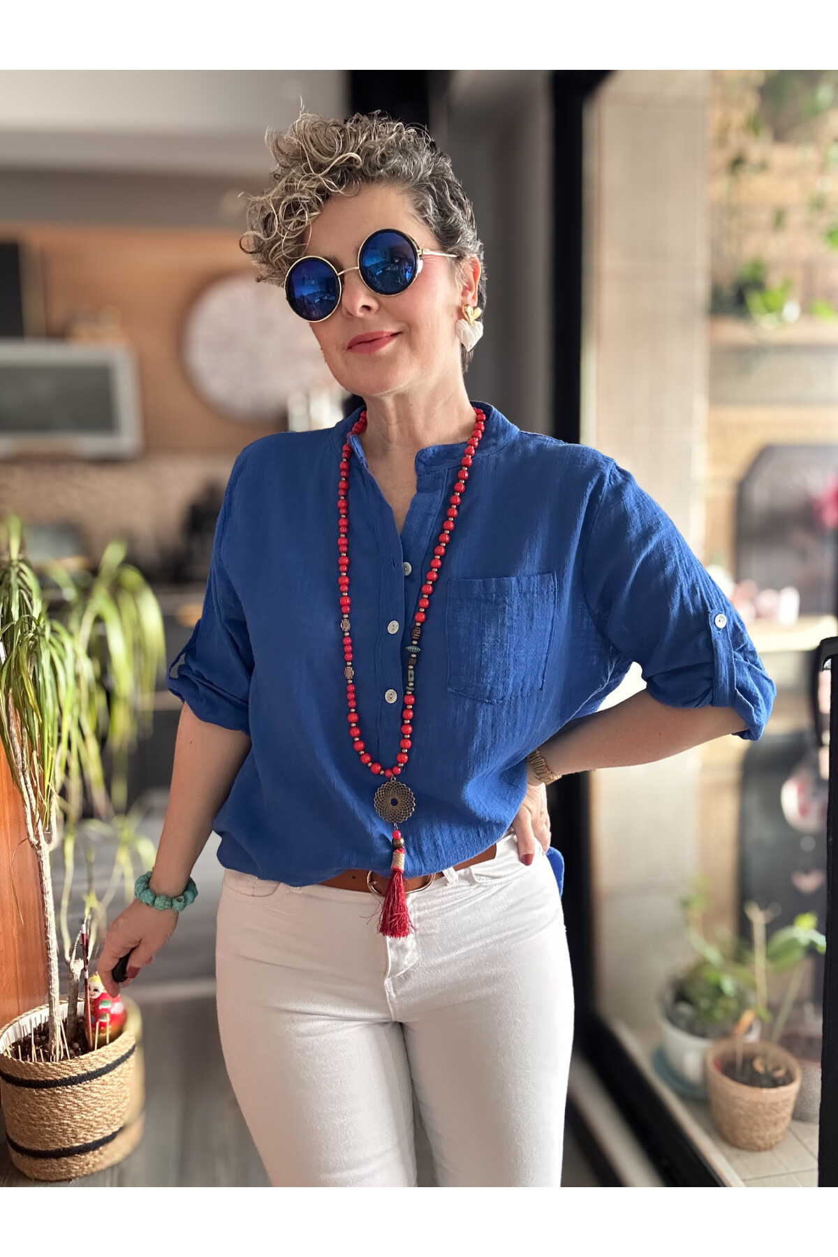 Testa İtalyan Tek Cep Gömlek Saks