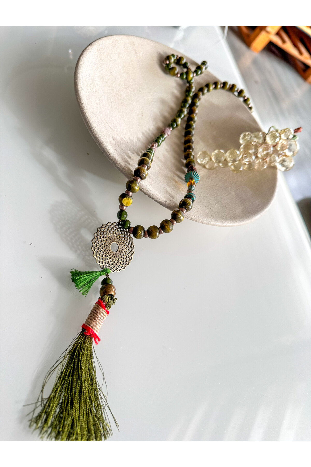 Tosca Haki Tahta Tasarım Kolye