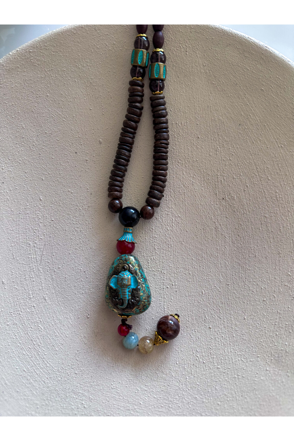 Tulte Doğal Taş Etnik Bambu Kolye