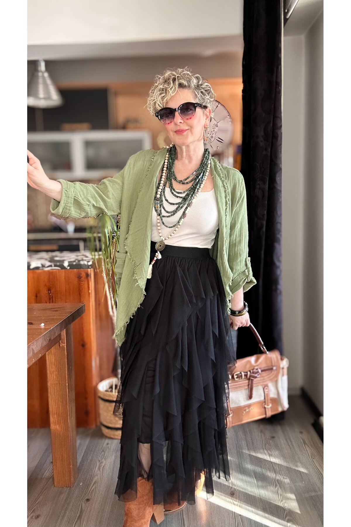 Urban Tasarım Volanlı Tül Etek Siyah