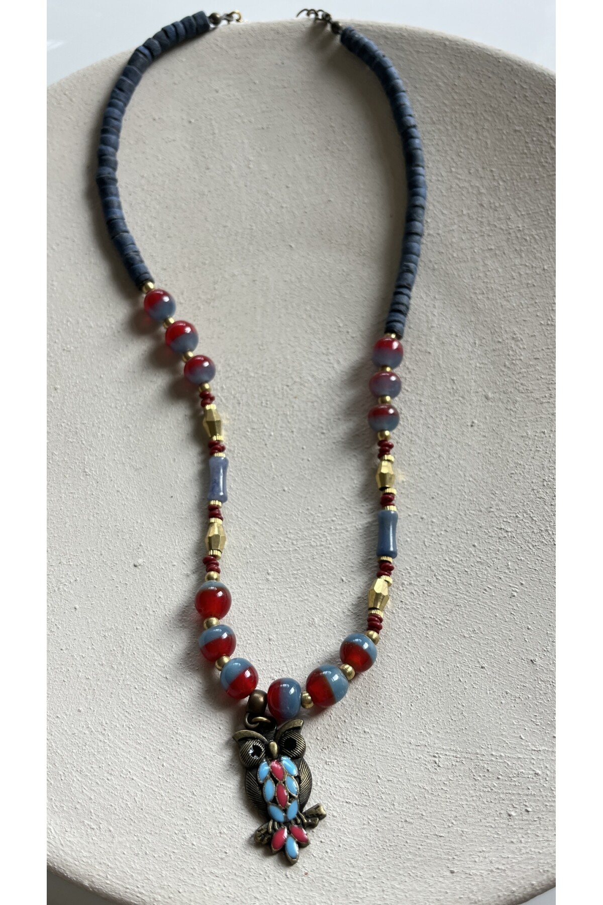 Vendu Doğal Taş Cam Etnik Kolye