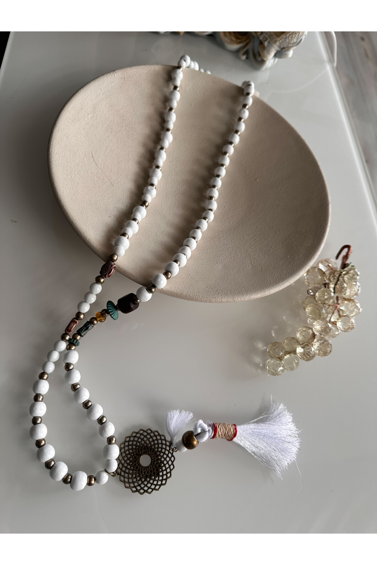 Vereno Beyaz Tahta Tasarım Kolye