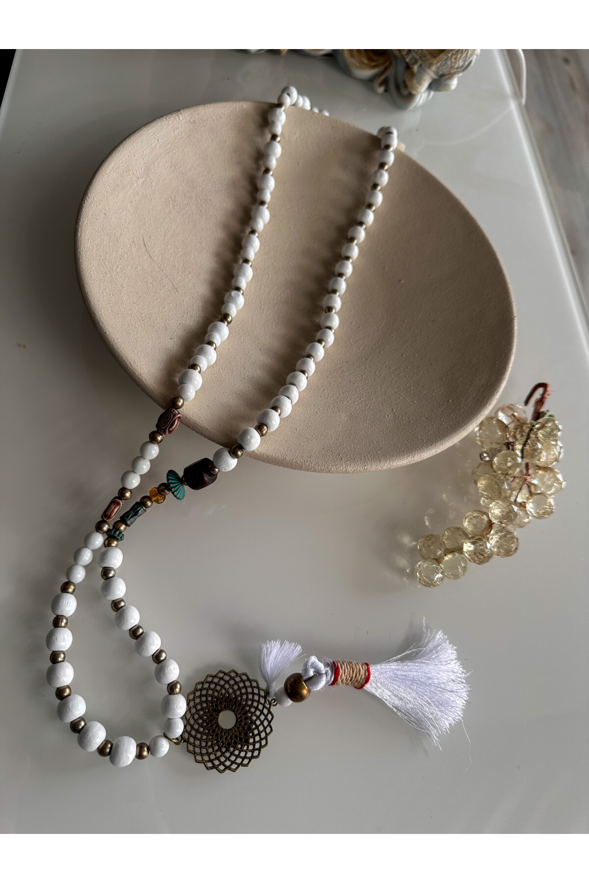 Vereno Beyaz Tahta Tasarım Kolye