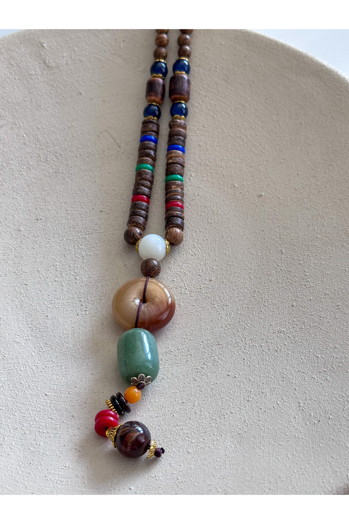 Kiness Doğal Taş Etnik Bambu Kolye