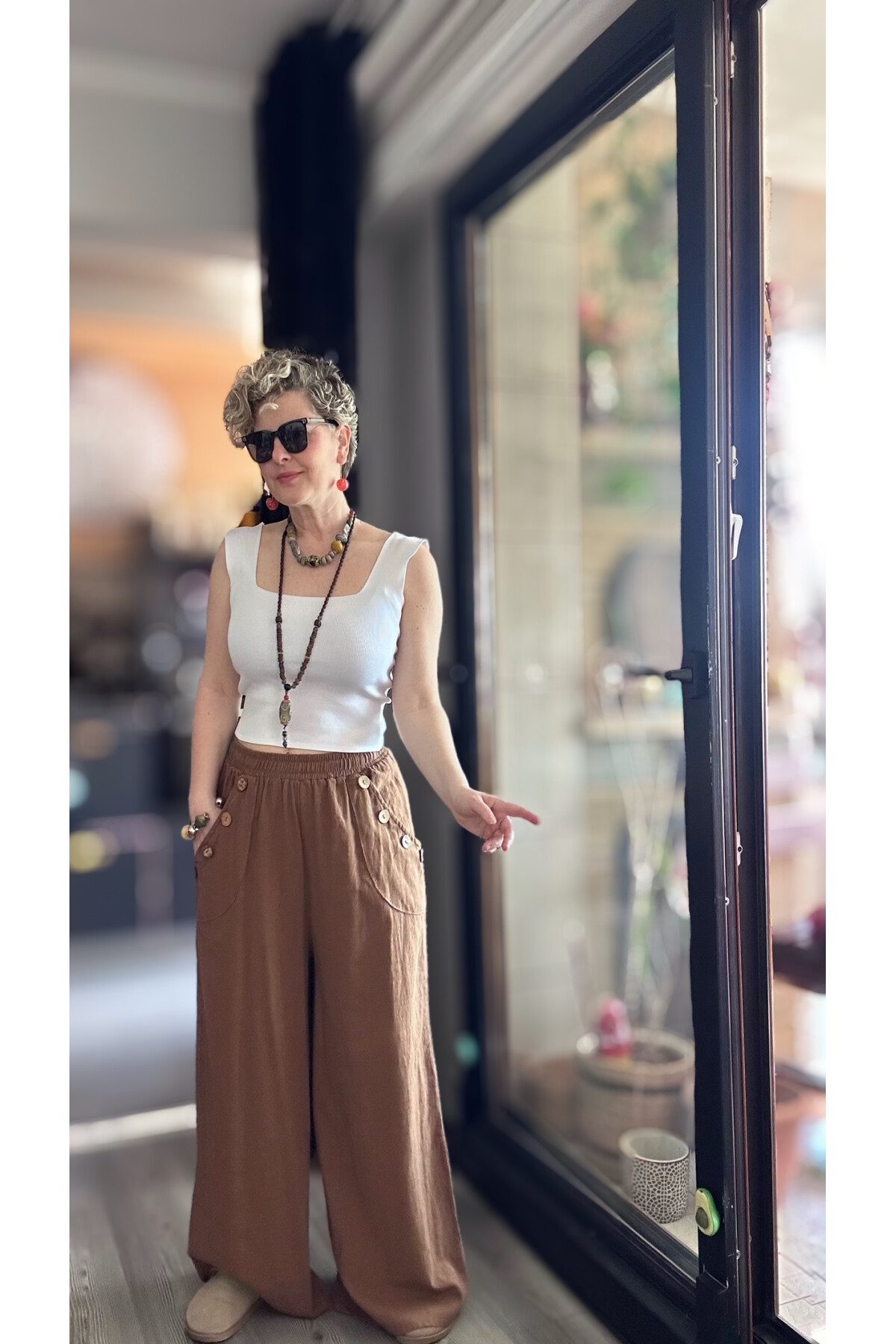 Zizzi Cep Düğme Detay Pantolon Kahve