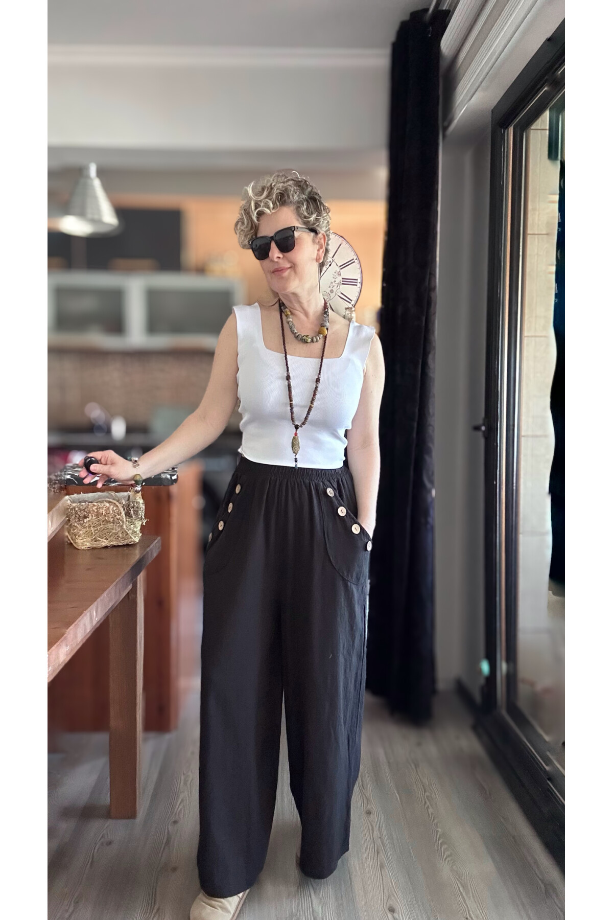 Zizzi Cep Düğme Detay Pantolon Siyah