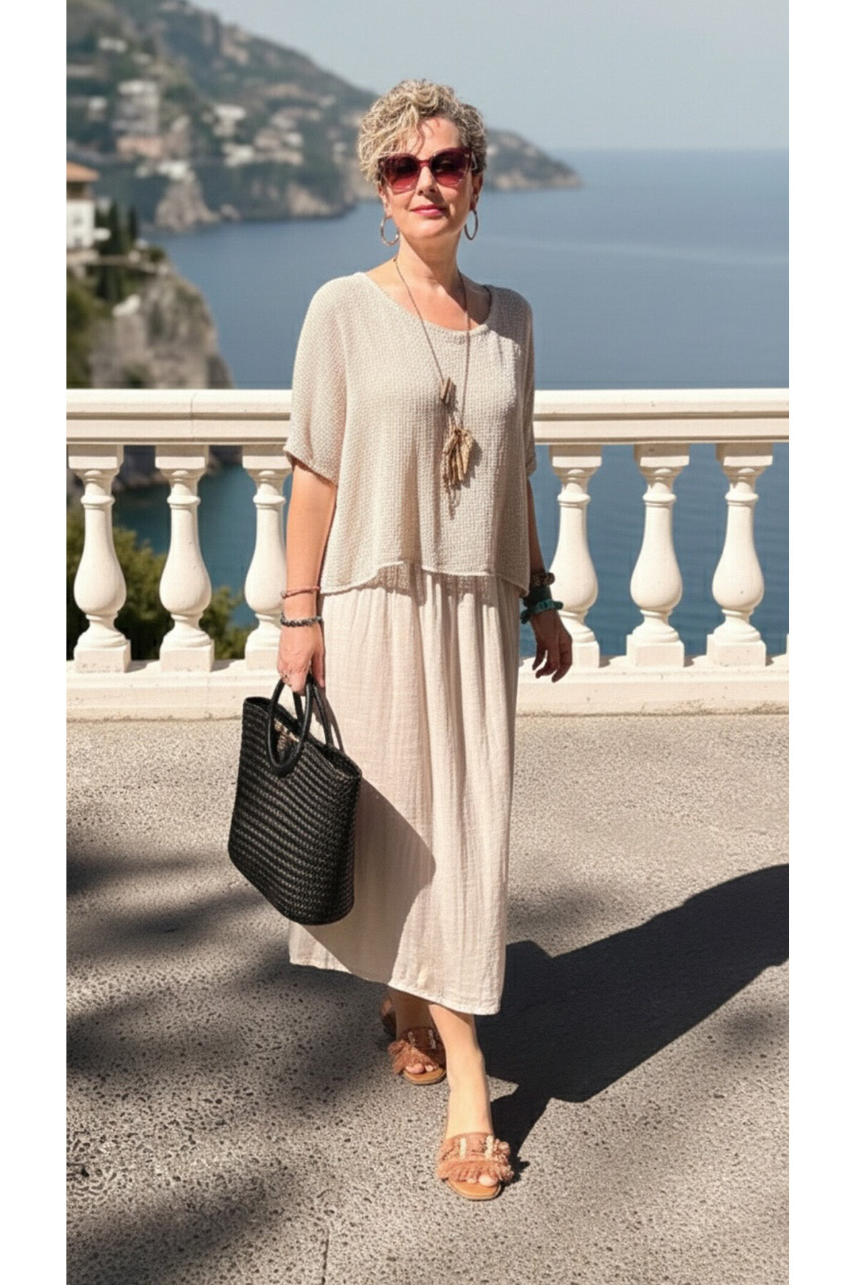 Abitare İtalyan Fisto File Detay Vip Elbise Bej