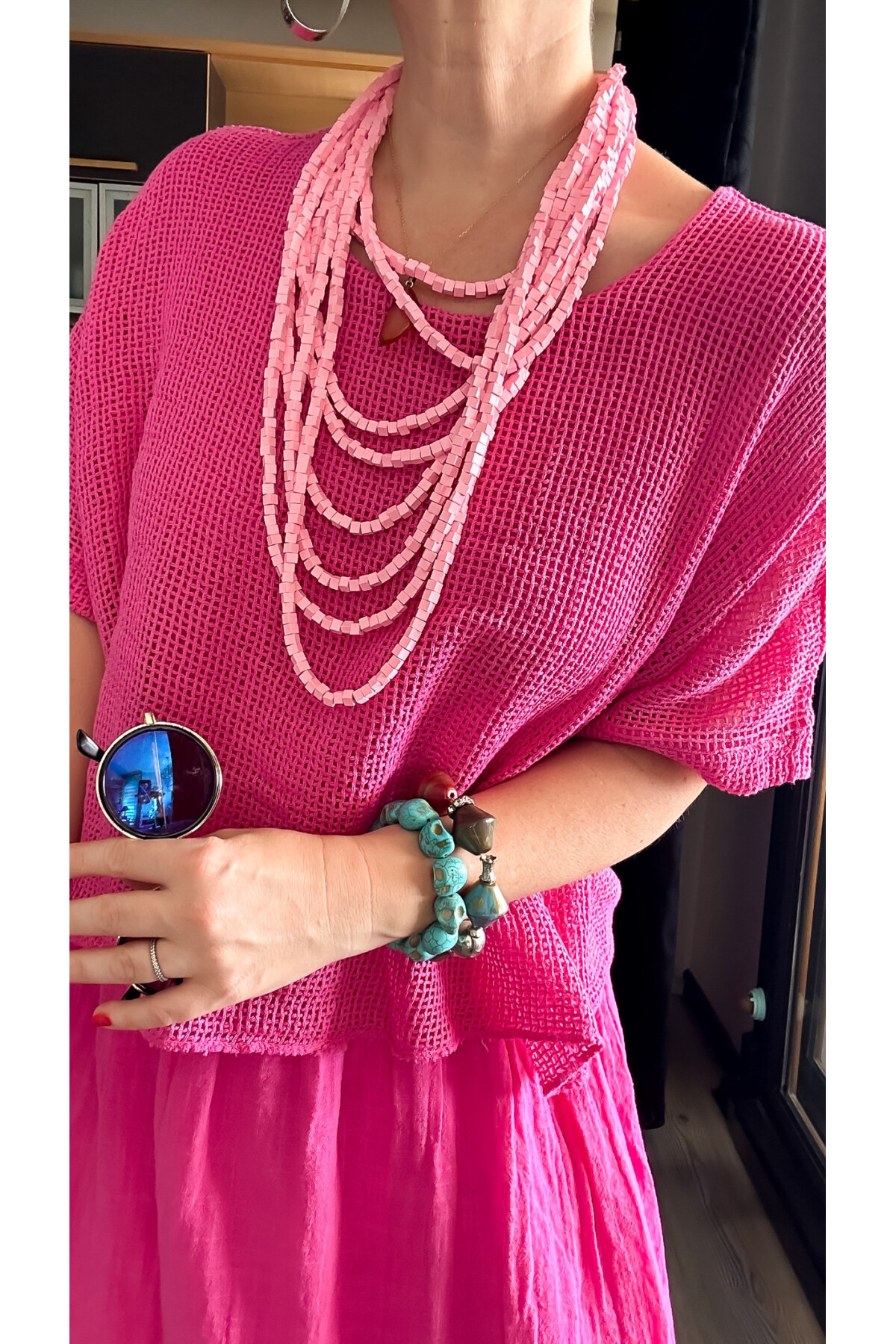 Abitare İtalyan Fisto File Detay Vip Elbise Fuşya