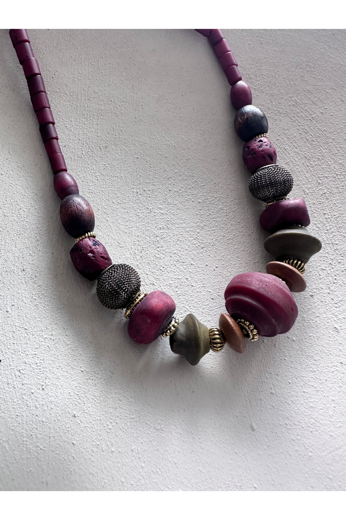 Aura Pirinç Cam Etnik Kolye