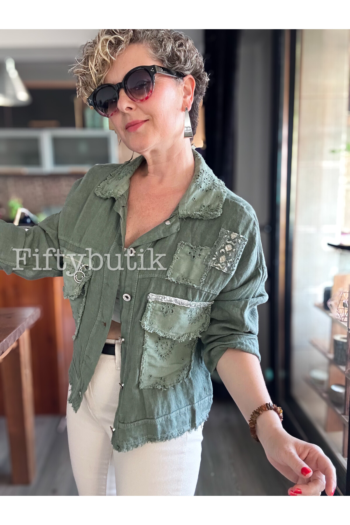 Baffo İtalyan Vip Fermuar Detay Gömlek Ceket Haki